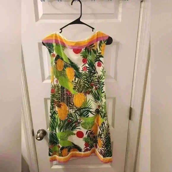 Trina Turk M Fantasy Island Tropical Banana High Neck Shift Dress #Z547 - Picture 4 of 6
